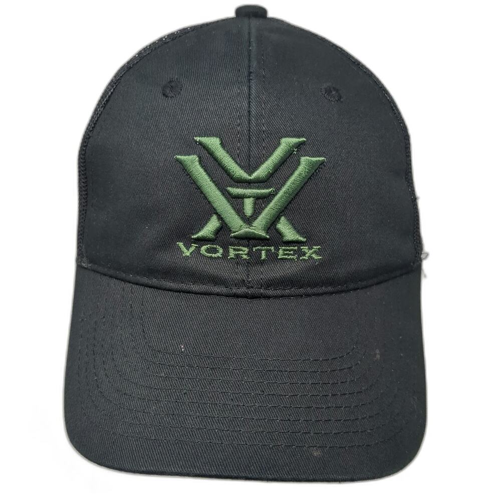 Vortex Trucker Hat Black One Size Mesh Back Snapback Embroidered Logo Optics